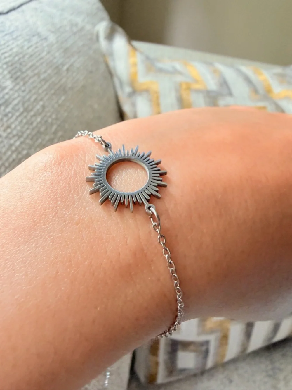 Sunburst Silver Bracelet - Stainless Steel - Picture 4 of 5